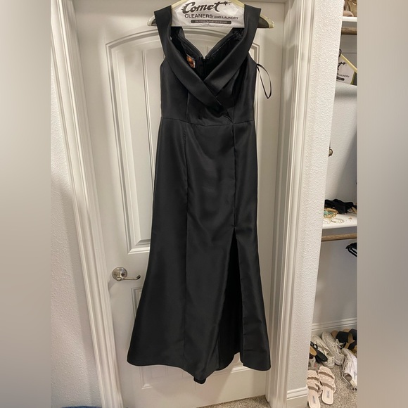BLACK Alfred Sung Off the Shoulder Satin Gown - Picture 2 of 4